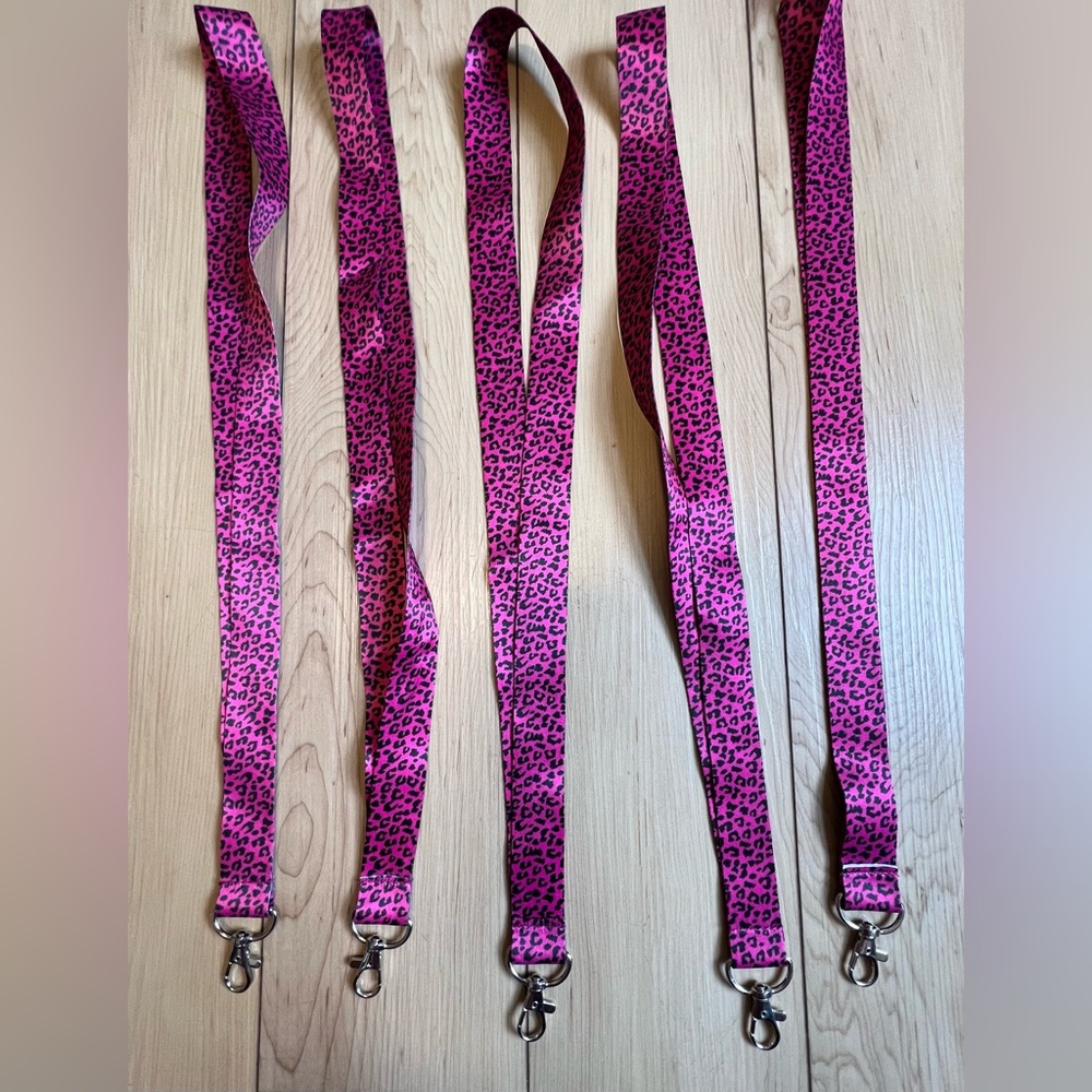 Lot of 5 Pink Cheetah Print Lanyards (See description)